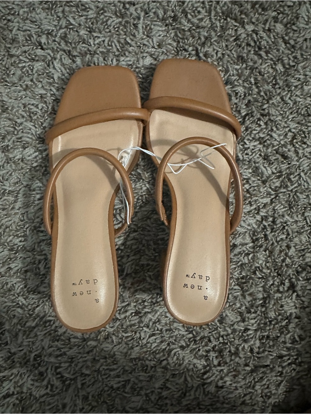 a new day Brown Leather Square-Toe Heels
